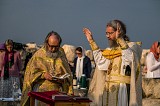 Author performing Liturgy in the Decapolis region of the Holy Land, 2017